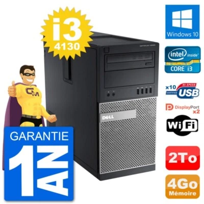 PC tour DELL 9020 Intel Core i3-4130 RAM 4Go Disco Duro 2To Windows 10 Wifi - Imagen 1 de 3