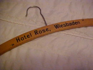 Vintage~Rose Hotel~Wiesbaden (Germany)~Wooden Hanger~Clothes Coat Suit Jacket~EX - Picture 1 of 3
