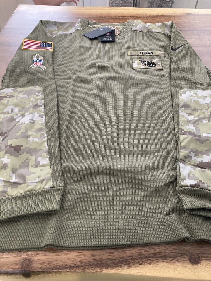 MENS NIKE TENNESSEE TITANS Salute To Service Thermal Henley Long SHIRT XL