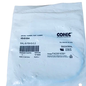 NEW CONEC P/N 42-01034 CBL MALE TO WIRE LEAD 3POS 0.66 SAL-8-FSH3-0,2 - Picture 1 of 3