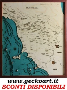 Toskana Karte Karte 3D Quadro Moderno Map Chart www.geckoart.it - Bild 1 von 30