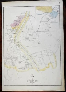 Lucknow India British Raj detailed plan 1856-72 Weller map w/ mud huts shown - Picture 1 of 4