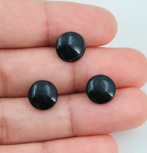 Top Buff rotondo onice nero naturale 10 mm 3 pezzi pietra preziosa sciolta per fare gioielli - Foto 1 di 16