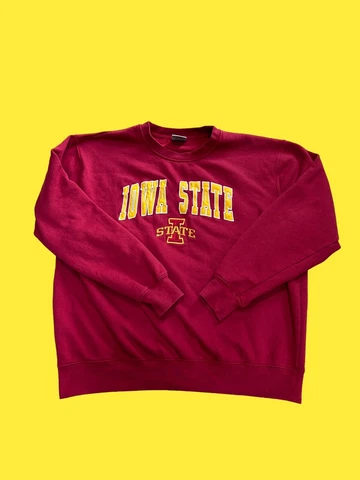 Iowa State Cyclones VTG Red Embroidered Spell Out Sweatshirt XL Cover