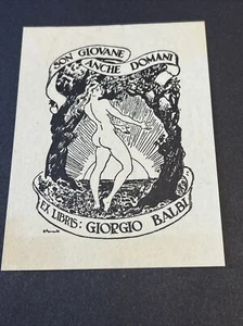 Exlibris 1946 di Luigi Bombard 1879-1953 Per Giorgio Balbi Ottimo Stato. - Bild 1 von 2