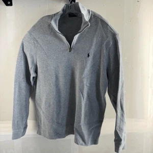 Polo Ralph Lauren Sweater Mens XL Gray Quarter Zip Pony Long Sleeve Pullover - Picture 1 of 5