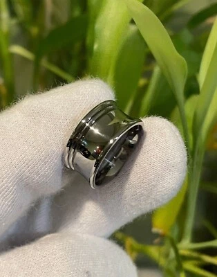 Banda estilo ranura corte cóncavo ancho, pulido, anillo de titanio, 10 mm-12 mm Foto 1 de 4