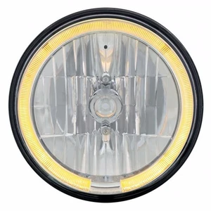7" Crystal 9007 Headlight with Amber LED Halo Ring - Picture 1 of 4
