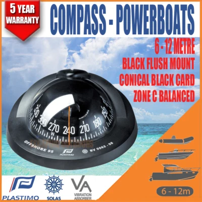 Plastimo Offshore Compass - Flush Mount Compass w Black Conical Card Zone C AUST - image 1 of 4