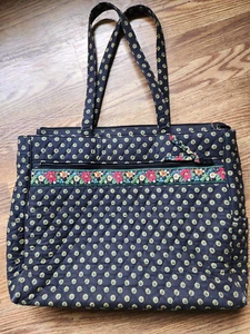 Vera Bradley Vibrant Black retired pattern large tote bag VG used condition - Picture 1 of 9