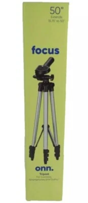 Onn. 50" Tripod Focus Cameras Smartphone GoPro Swivel Head Bubble Level - Image 1 of 4