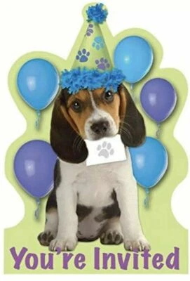 Party Pups Beagle Party Supplies Invitations with envelopes, seals 8ct. - Image 1 of 2