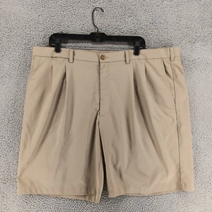 PGA Tour Shorts Mens 42 Khaki Pleated Front Shorts - Picture 1 of 10