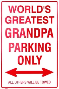 Insegna in metallo Greatest Grandpa Parking Only 8" x 12" ↔ decorazione parete in rilievo *MADE IN USA - Foto 1 di 1