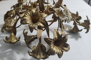 Pair of Gilt Bronze Sconce Inserts with Floral Decor 5 Arms of Lights *Read Desc - Picture 1 of 11