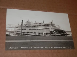 HANNIBAL MO - 1925-1942 ERA POSTAL FOTO REAL - VAPOR CAPITOL en MISSISSIPPI - Imagen 1 de 2