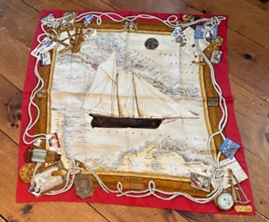 Vintage Ralph Lauren Seide Yacht Club Segelboot 1967 Schal 34" x 34" - Bild 1 von 5