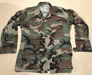 Vintage Military USMC Marines Woodland Camo Combat Coat BDU Size Medium 1980s - Picture 1 of 8
