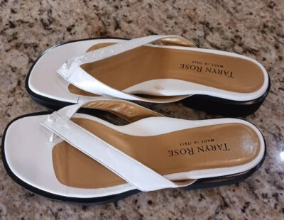 Taryn Rose New White Patent Leather Thongs Shoes Sandals NWOB SZ 43 (12) - Image 1 of 4