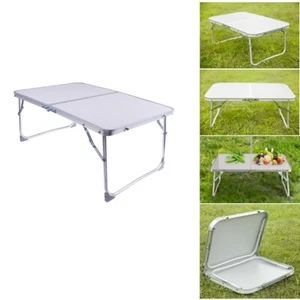 Klappbarer Campingtisch Gartentisch Klapp Tisch Grau Aluminium 60 x 40 cm - Bild 1 von 9