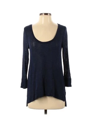 Suéter Joie Suave Para Mujer Talla XS Azul Marino Tejido Blusa Top Manga 3/4 Alto Bajo Foto 1 de 4