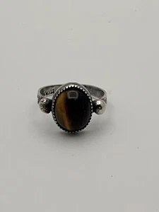 Vtg Sz 6 Tiger Eye .925 Handcrafted Masaniello Ring 3.1g V40 - Picture 1 of 9
