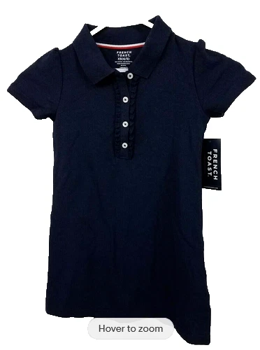 French Toast Girls' Short Sleeve Ruffle Placket Polo Dress,( Navy,XL-14/16) NWT - Image 1 of 1