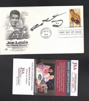 SUGAR RAY LEONARD HOF Signed Auto Joe Louis '93 First Day Issue Catchet JSA💎COA - Image 1 of 2