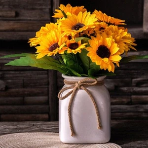 13Head Girasole Fiore Artificiale Finto Sposa Bouquet Giardino Nozze Arredo Casa - Foto 1 di 12