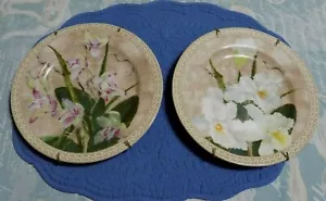 Lote de 2 platos de orquídea American Atelier at Home 5274 con colgador de pared - Imagen 1 de 6