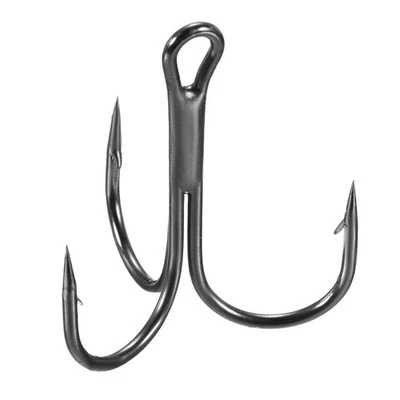 50Pcs 1# 1.18" Treble Fish Hooks Carbon Steel Sharp Bend Hook w Barbs Black - Image 1 of 4