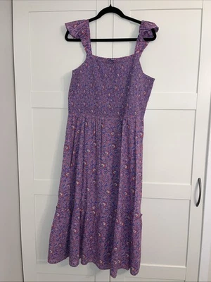Vineyard Vines Smocked Women’s Dress Pink & Purple Floral Midi Length XL - Image 1 of 4