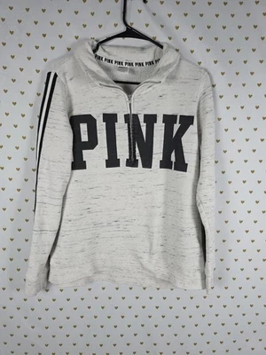 Victorias Secret Pink logo Quarter Zip sweater Shirt medium - Image 1 of 2