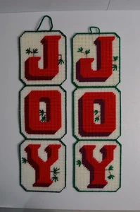 2 appendiabiti vintage natalizi decorazione da parete GIOIA punto ago fatti a mano - Foto 1 di 4