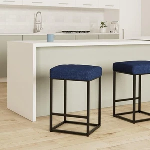 MINCETA Bar Stools, Modern Upholstered Metal Counter Height Stools with Footrest - Picture 1 of 5
