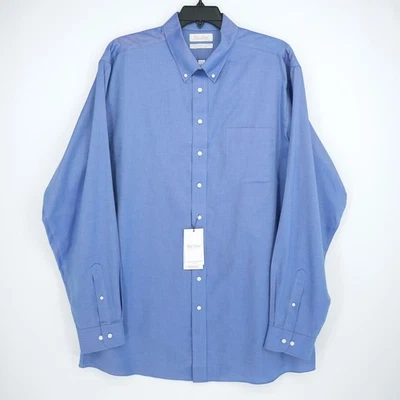 Roundtree & Yorke Gold Label Dress Shirt 18.5"-38/39" TALL Blue Non-Iron NWT - Image 1 of 4