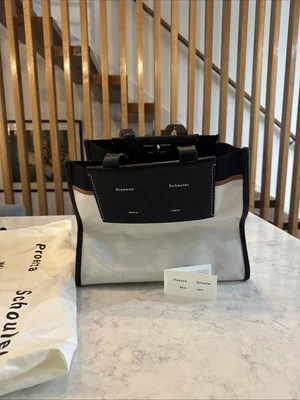Proenza Schouler 女式白色 Morris 涂层帆布托特包 - 全新带标签 — 第 1/4 张图片
