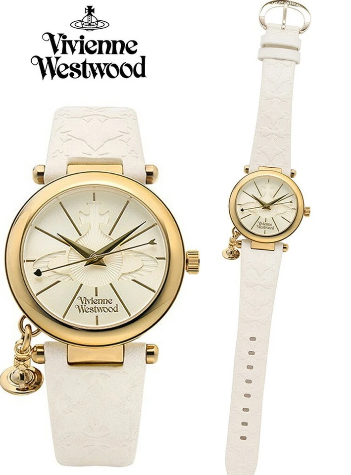 Vivienne VV006WHWH Westwood Ladies' Gold Plated Orb Strap Watch WHITE JPN