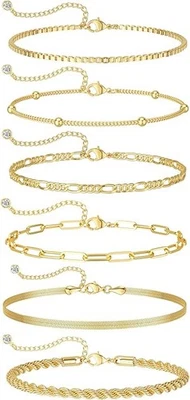 DEARMAY Pulseras de Oro para Mujer Impermeables, Chapado en Oro 14K Conjuntos de Joyería de Moda Foto 1 de 4