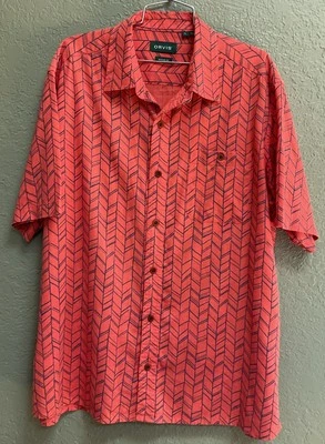 Camisa Orvis Classic Fit SS mezcla cáñamo coral azul RESUMEN botón para hombre L Foto 1 de 4