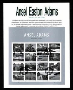 5854 a-p Ansel Adams full sheet FDC on photo paper with info on the back - Picture 1 of 2