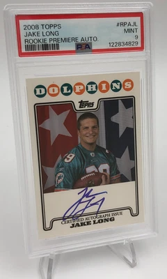 JAKE LONG AUTO Card 2008 Topps ROOKIE PREMIERE Signature DOLPHINS MICHIGAN PSA 9 - Image 1 of 4