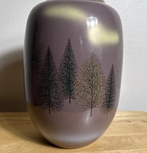 Japanese Kutani Ware Porcelain Purple  Vase Painted Trees Signed 10” H EUC - Picture 1 of 7