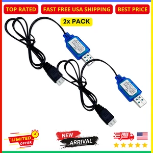 2‑Pack USB Charger Cable 7.4V 1A – SJZBIN 2S LiPo Battery Cord for RC Devices - Picture 1 of 4