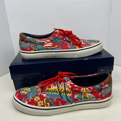 Polo Ralph Lauren Thornton III Tropical Mens Canvas Surfer Print Shoes Sz 10.5D - Image 1 of 4