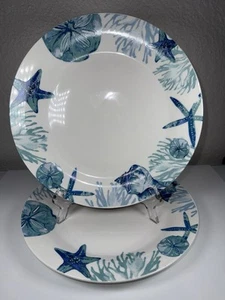 Royal Norfolk 10 3/8" Shore Living Ocean Beach Theme Dinner Plates, Set Of 2 - Picture 1 of 4