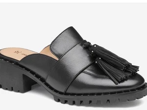 Johnson & Murphy Alice Fringe Mule Slip On Leather Shoes Black  New SZ 6.5 - Picture 1 of 11