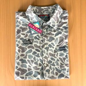 Burlebo Performance Hirsch Camouflage Kurzarm Knopfleiste Stretch Large NEU mit Etikett! - Bild 1 von 11