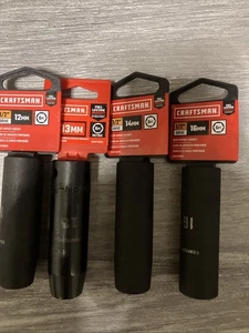 CRAFTSMAN METRISCH 1/2" Dr DEEP Steckschlüsseleinsätze 4 Stck. 6pt 12, 13, 14, 16 mm - Bild 1 von 5