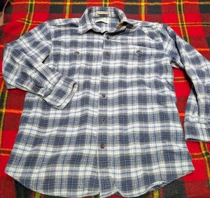 Camisa Orvis Para Hombre Azul Franela a Cuadros Bolsillos Pesados Con Botones Talla M - Imagen 1 de 4